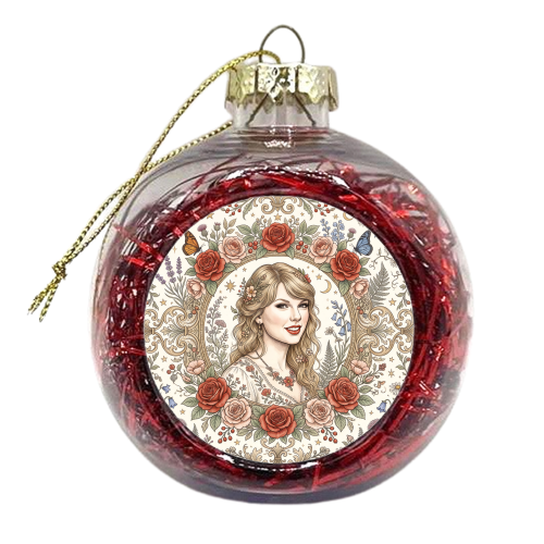 Taylor S Floral Portrait Artwork - xmas bauble by haris kavalla