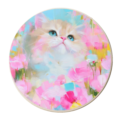 Cute orange kitty - personalised beer coaster by DejaReve