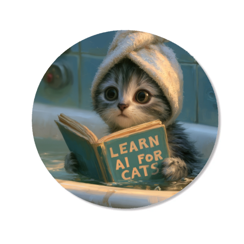 Cute little kitty reading book for AI - Magnet by DejaReve