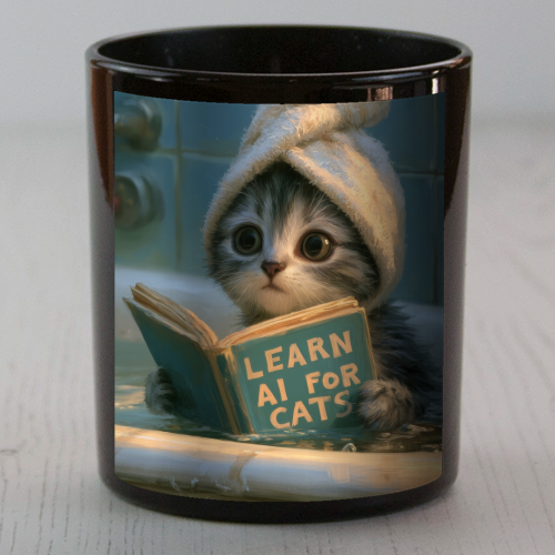 Cute little kitty reading book for AI - scented candle by DejaReve