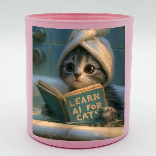 Cute little kitty reading book for AI - scented candle by DejaReve