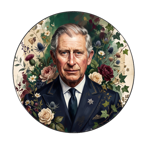 The Monarch in Bloom - Circle Sticker by haris kavalla