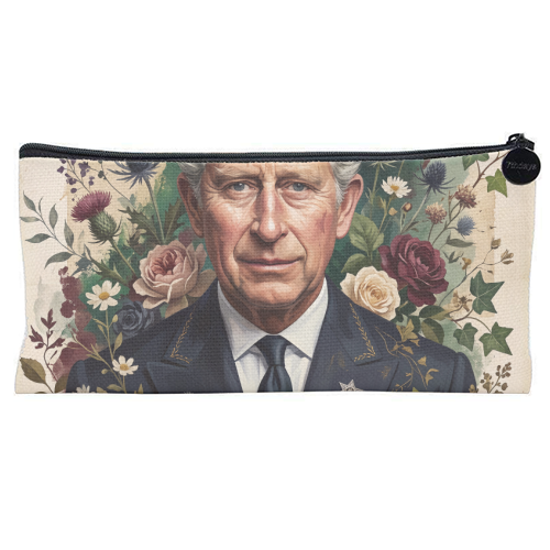 The Monarch in Bloom - flat pencil case by haris kavalla