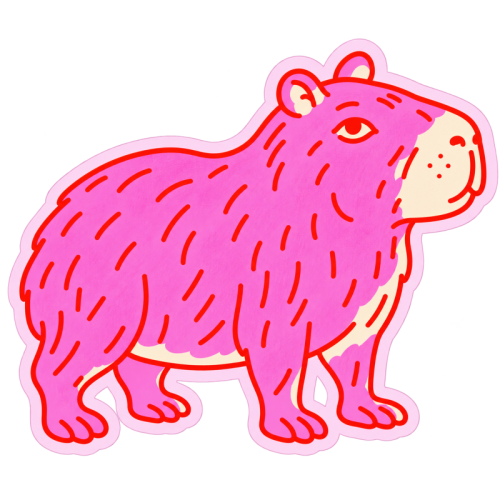 Pink Capybara - Die Cut Sticker by Ms Doodle