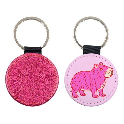 Pink Capybara - keyring by Ms Doodle