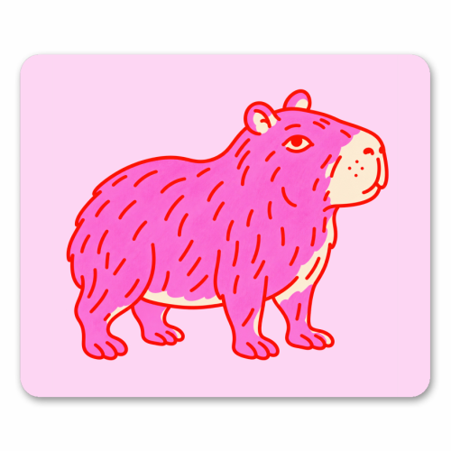 Pink Capybara - mouse mat by Ms Doodle