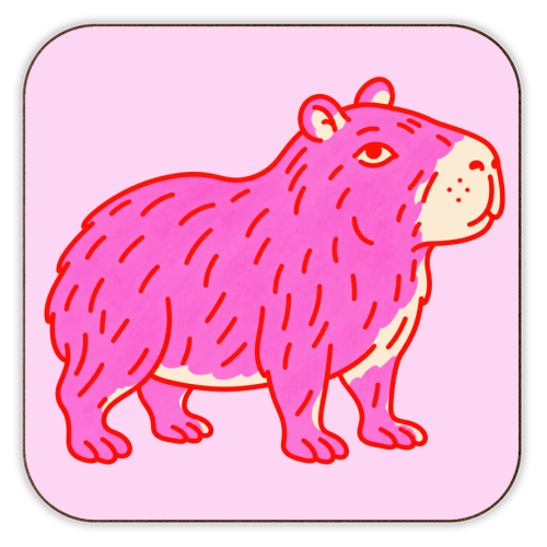 Pink Capybara - personalised beer coaster by Ms Doodle