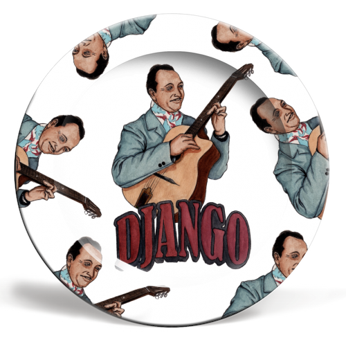 Django Reinhardt - ceramic dinner plate by Daniel Cash