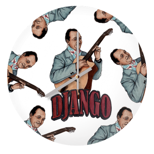 Django Reinhardt - quirky wall clock by Daniel Cash