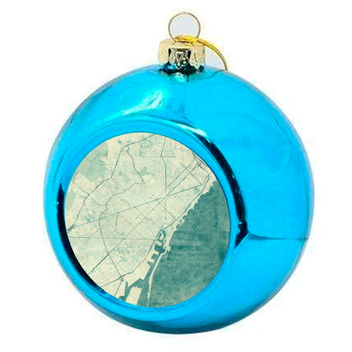Barcelona Map Blue Vintage - colourful christmas bauble by City Art Posters