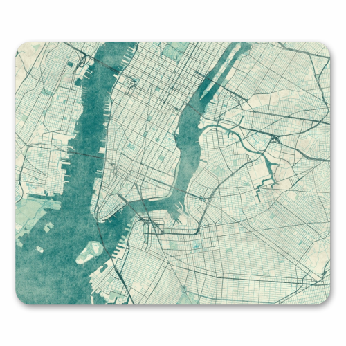 New York Map Blue Vintage - funny mouse mat by City Art Posters