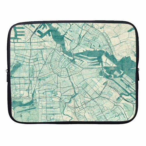 Amsterdam Map Blue Vintage - designer laptop sleeve by City Art Posters