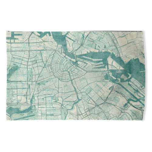 Amsterdam Map Blue Vintage - funny tea towel by City Art Posters