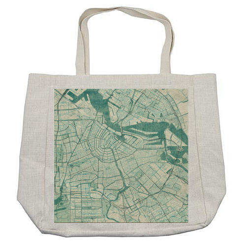 Amsterdam Map Blue Vintage - cool beach bag by City Art Posters
