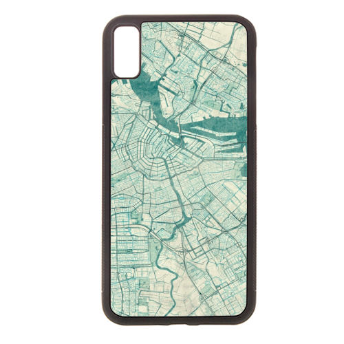 Amsterdam Map Blue Vintage - Stylish phone case by City Art Posters