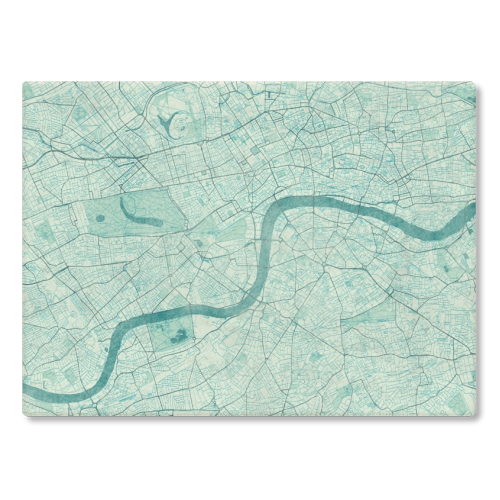 London Map Blue Vintage - glass chopping board by City Art Posters