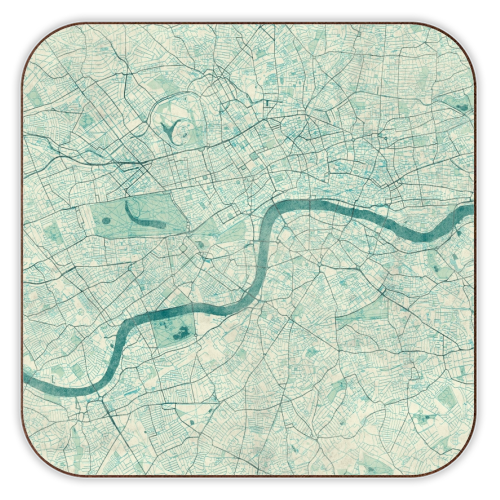 London Map Blue Vintage - personalised beer coaster by City Art Posters