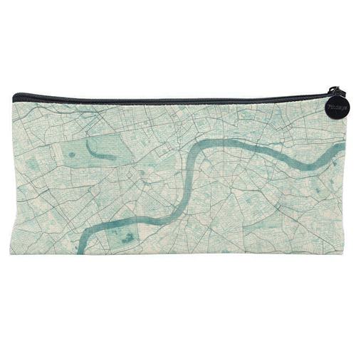 London Map Blue Vintage - flat pencil case by City Art Posters