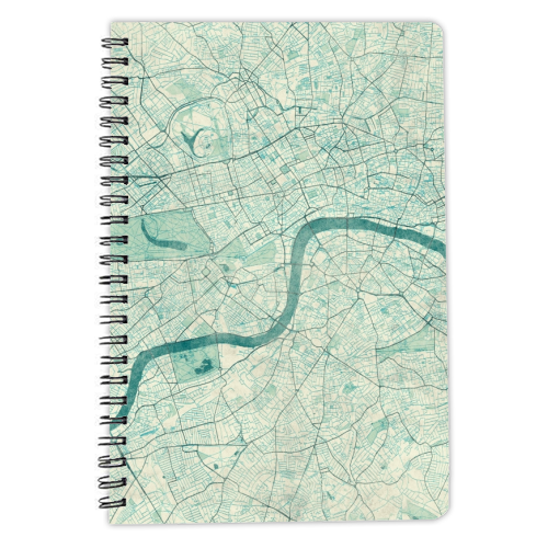 London Map Blue Vintage - personalised A4, A5, A6 notebook by City Art Posters