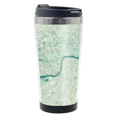 London Map Blue Vintage - photo water bottle by City Art Posters