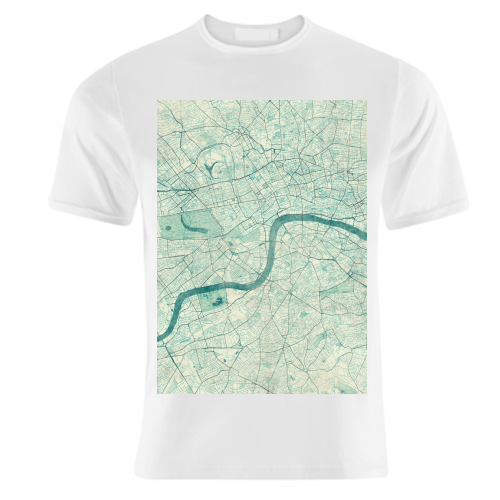 London Map Blue Vintage - unique t shirt by City Art Posters