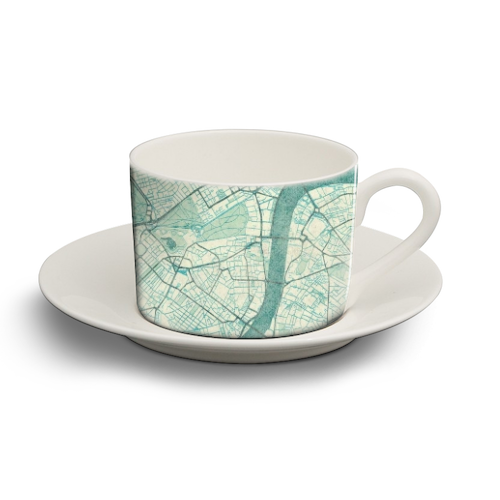 London Map Blue Vintage - personalised cup and saucer by City Art Posters