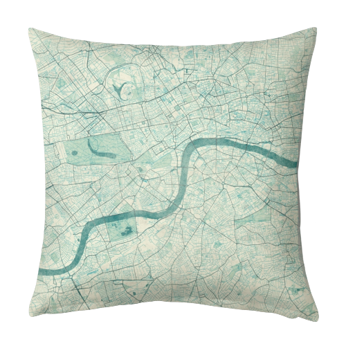 London Map Blue Vintage - designed cushion by City Art Posters