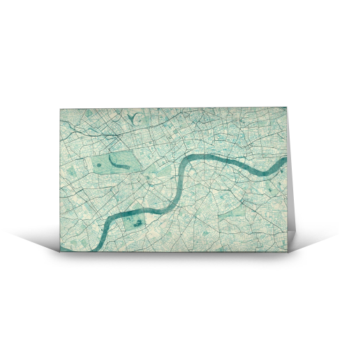 London Map Blue Vintage - funny greeting card by City Art Posters