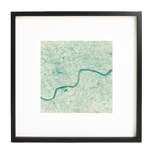 London Map Blue Vintage - white/black framed print by City Art Posters