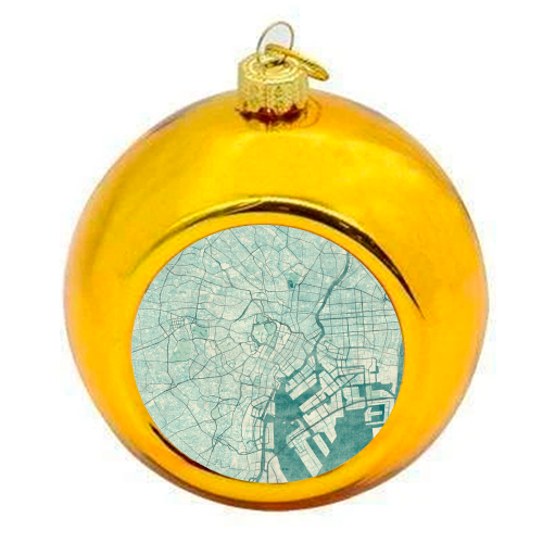 Tokyo Map Blue Vintage - colourful christmas bauble by City Art Posters