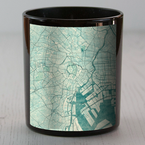 Tokyo Map Blue Vintage - scented candle by City Art Posters