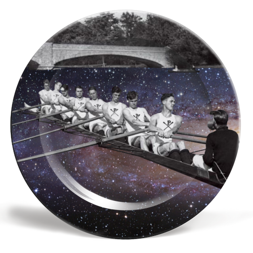 Rowing on the Stars - ceramic dinner plate by Peter Dannenbaum