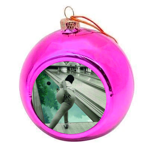 Forest Bowling - colourful christmas bauble by Peter Dannenbaum