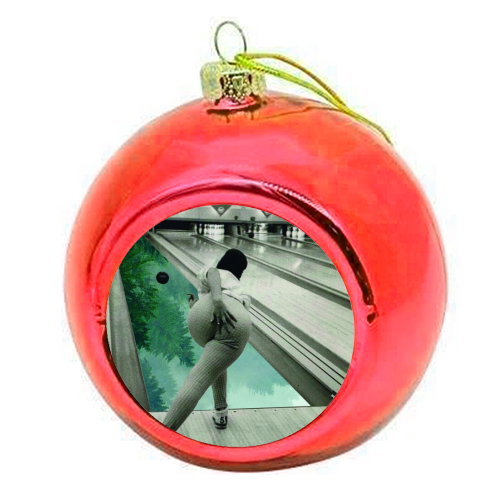 Forest Bowling - colourful christmas bauble by Peter Dannenbaum