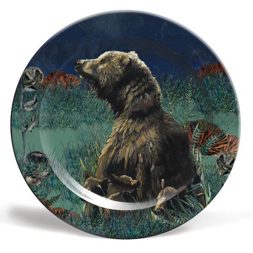 Moonlight Bear - ceramic dinner plate by Louisa Heseltine