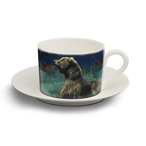 Moonlight Bear - personalised cup and saucer by Louisa Heseltine