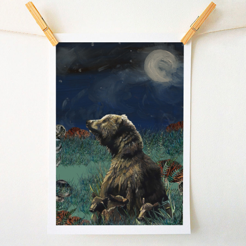 Moonlight Bear - A1 - A4 art print by Louisa Heseltine