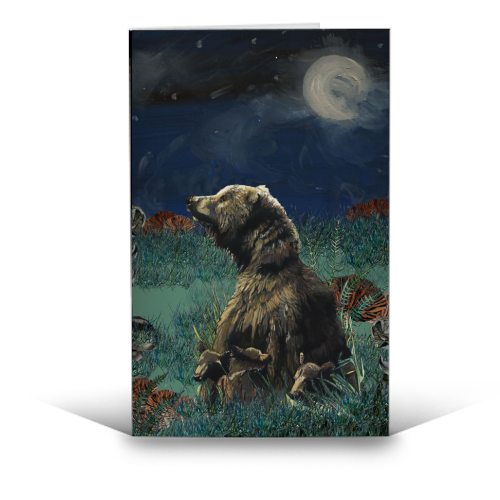 Moonlight Bear - funny greeting card by Louisa Heseltine