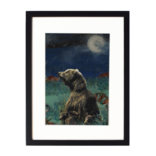 Moonlight Bear - framed poster print by Louisa Heseltine