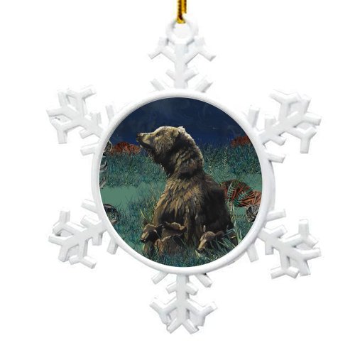 Moonlight Bear - snowflake decoration by Louisa Heseltine