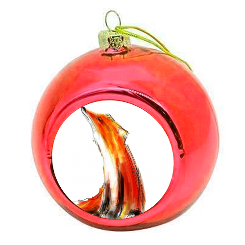 Wise Fox - colourful christmas bauble by James Jefferson Peart