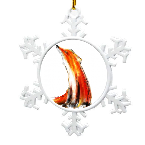 Wise Fox - snowflake decoration by James Jefferson Peart