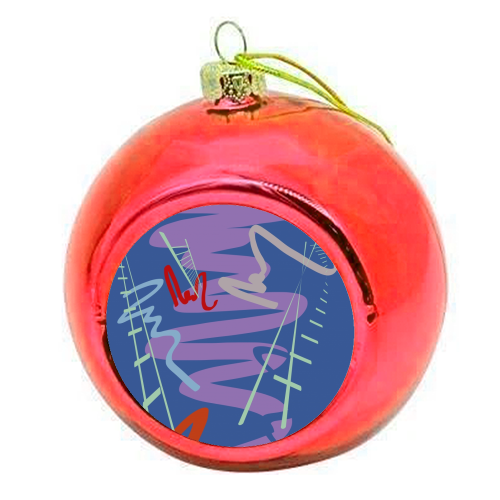 Snakes and Ladders - colourful christmas bauble by Julia Barstow