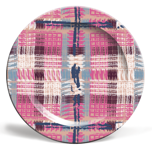 Check - ceramic dinner plate by Julia Barstow