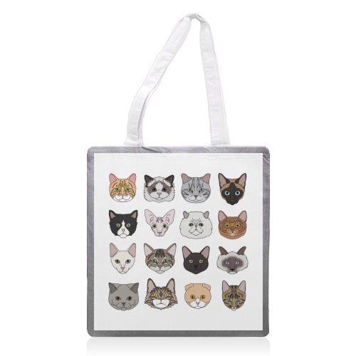 Cats - printed tote bag by Kitty & Rex Designs