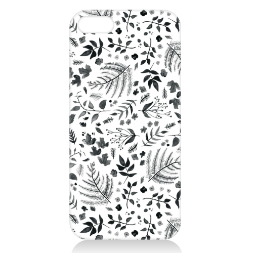 Black & White Leaves - unique phone case by Amy Harwood