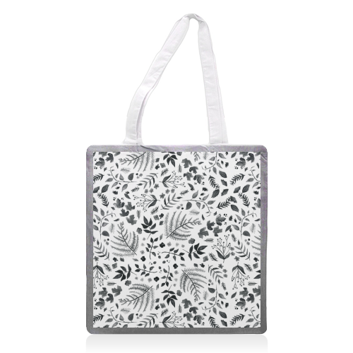 Black & White Leaves - printed tote bag by Amy Harwood