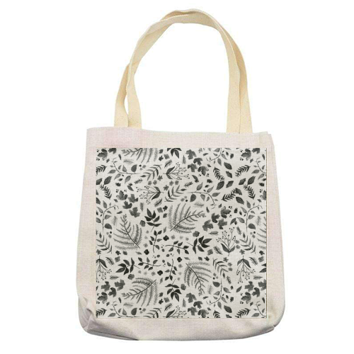Black & White Leaves - printed tote bag by Amy Harwood