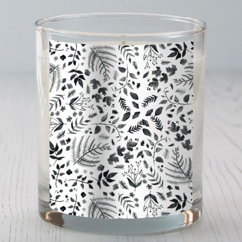 Black & White Leaves - scented candle by Amy Harwood