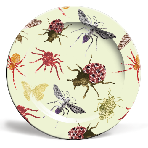 Insects - ceramic dinner plate by Stag Prints